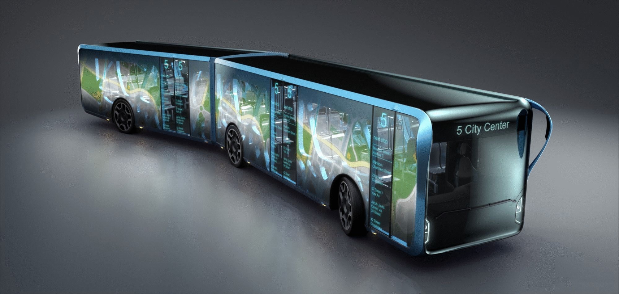 Представлен экологичный футуристичный прозрачный автобус