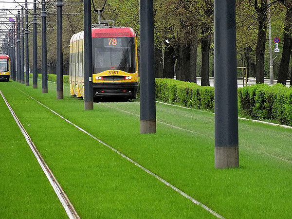 Европа — газоны на трамвайных путях 