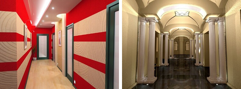 Дизайн интерьера длинного коридора