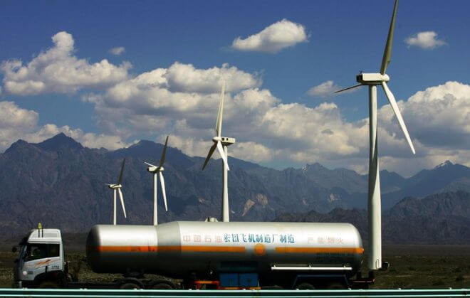 В Китае каждый час вводится в эксплуатацию по 2 ветровые турбины